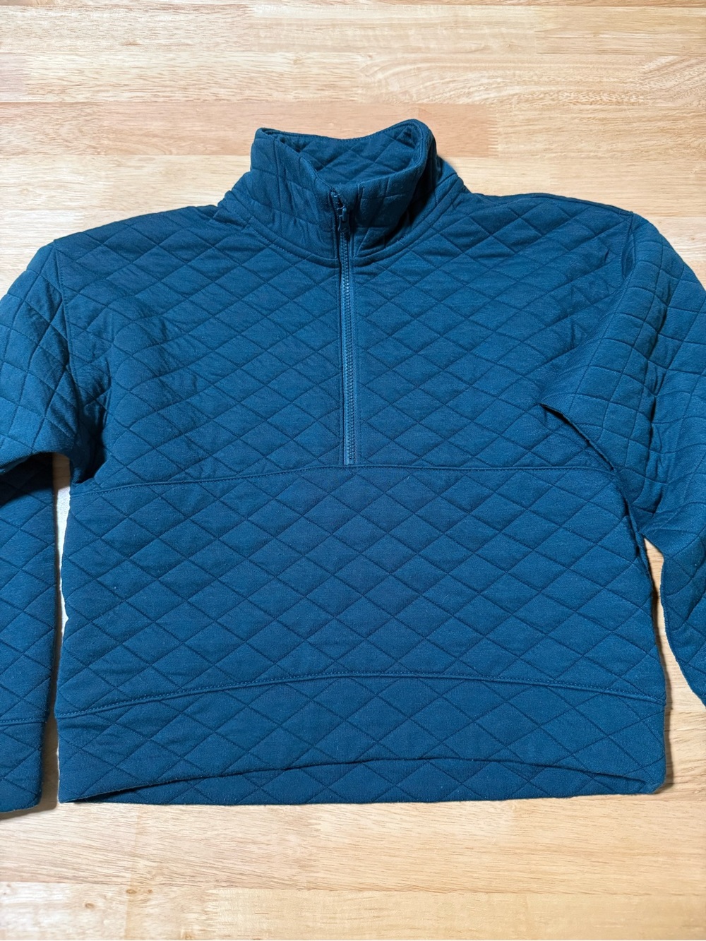 DSG Women’s Small Quilted Half Zip Pullover Cropped Sweatshirt Teal